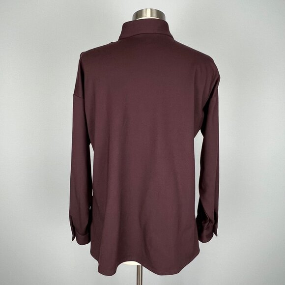 Eileen Fisher Womens Washable Flex Ponte Stand Collar Overshirt Brown size S - Picture 7 of 15
